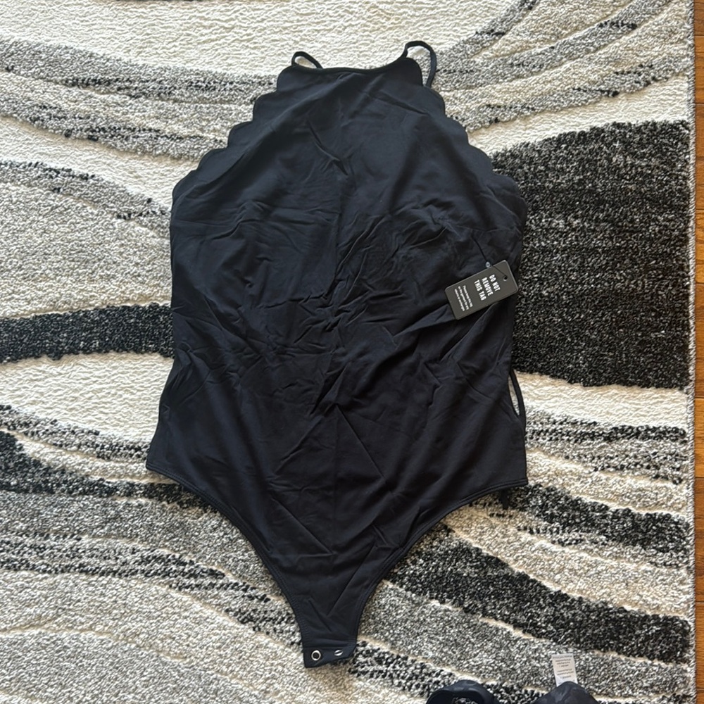 Black Scalloped Bodysuit
